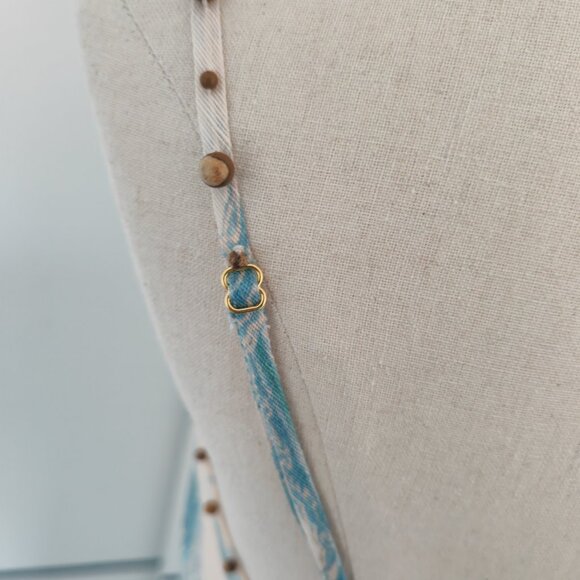 Zimmerman blue polka dot corduroy ultra-long dress with straps as evening gown - Picture 9 of 11